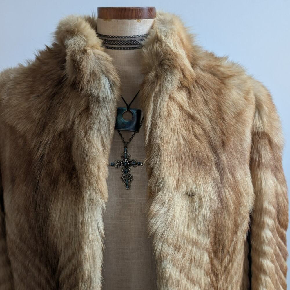 Vintage Golden Brown Real Fur Coat - Picture 6 of 12